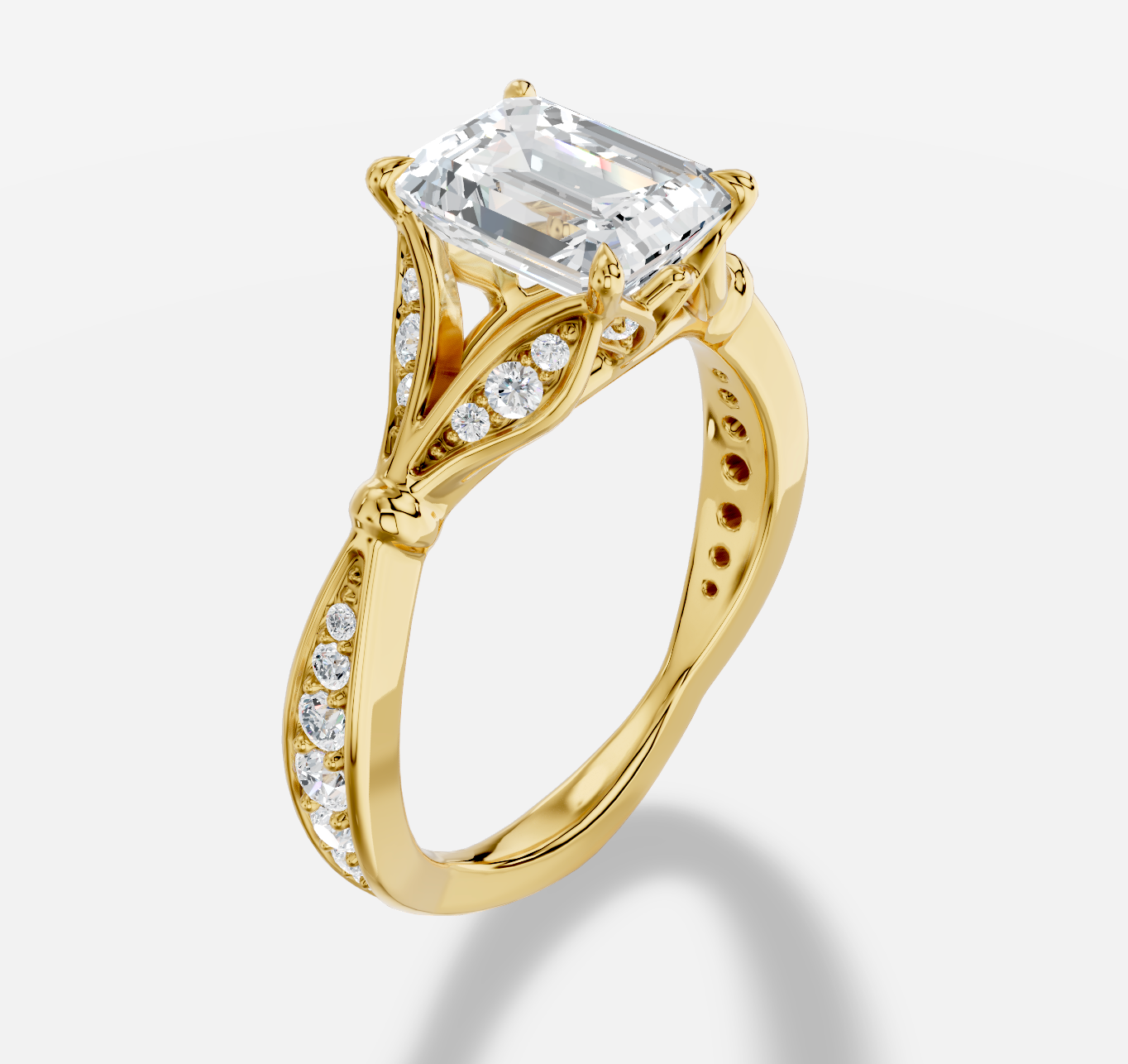 Emerald Cut Diamond Ring in 18K Yellow Gold - 图片 3