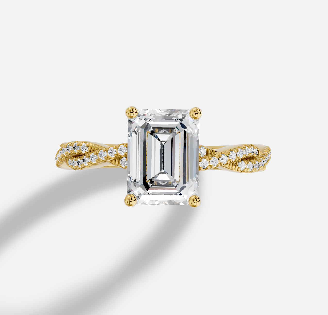 Emerald Cut Diamond Ring in 18K Yellow Gold - 图片 4