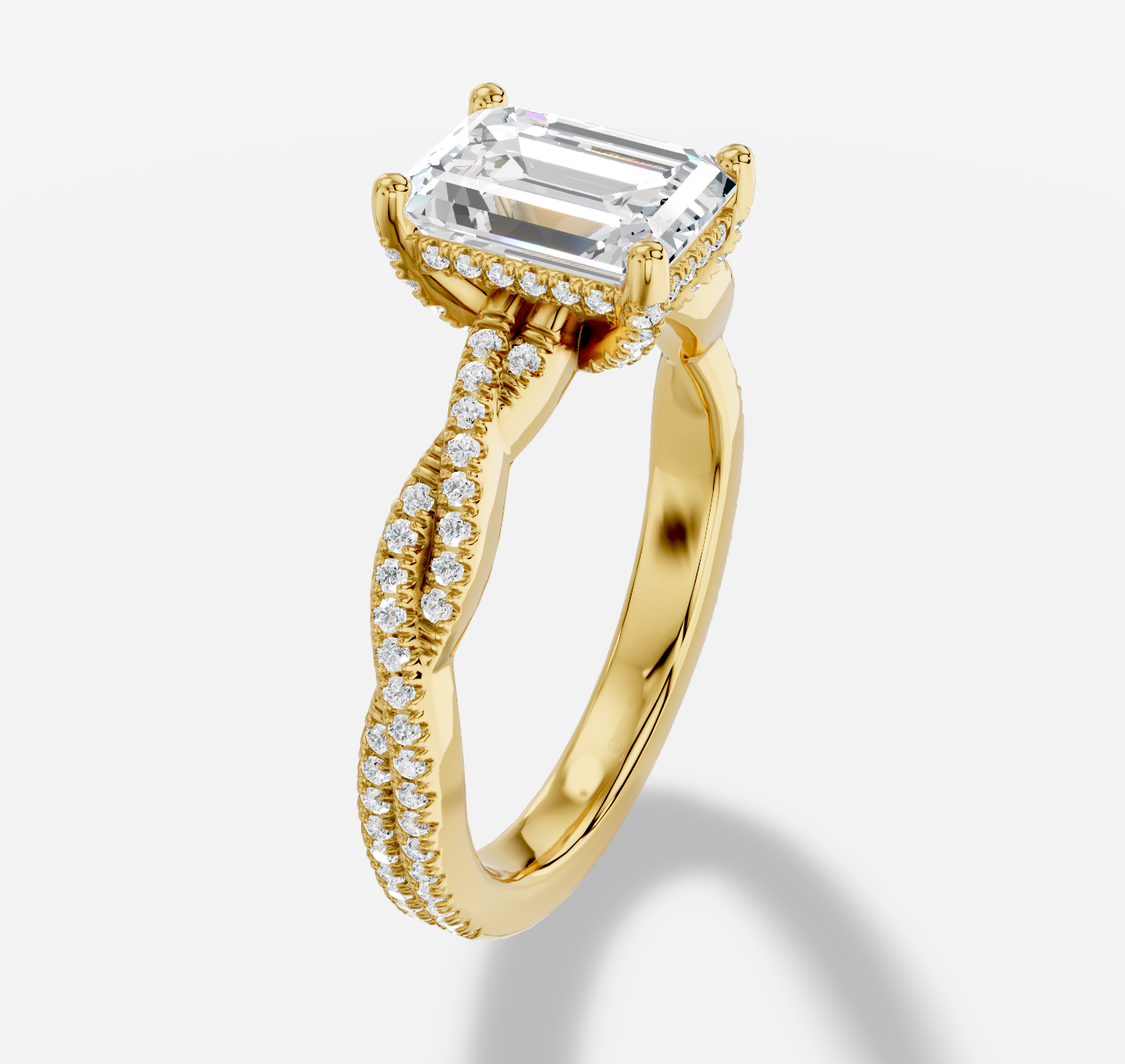 Emerald Cut Diamond Ring in 18K Yellow Gold - 图片 2