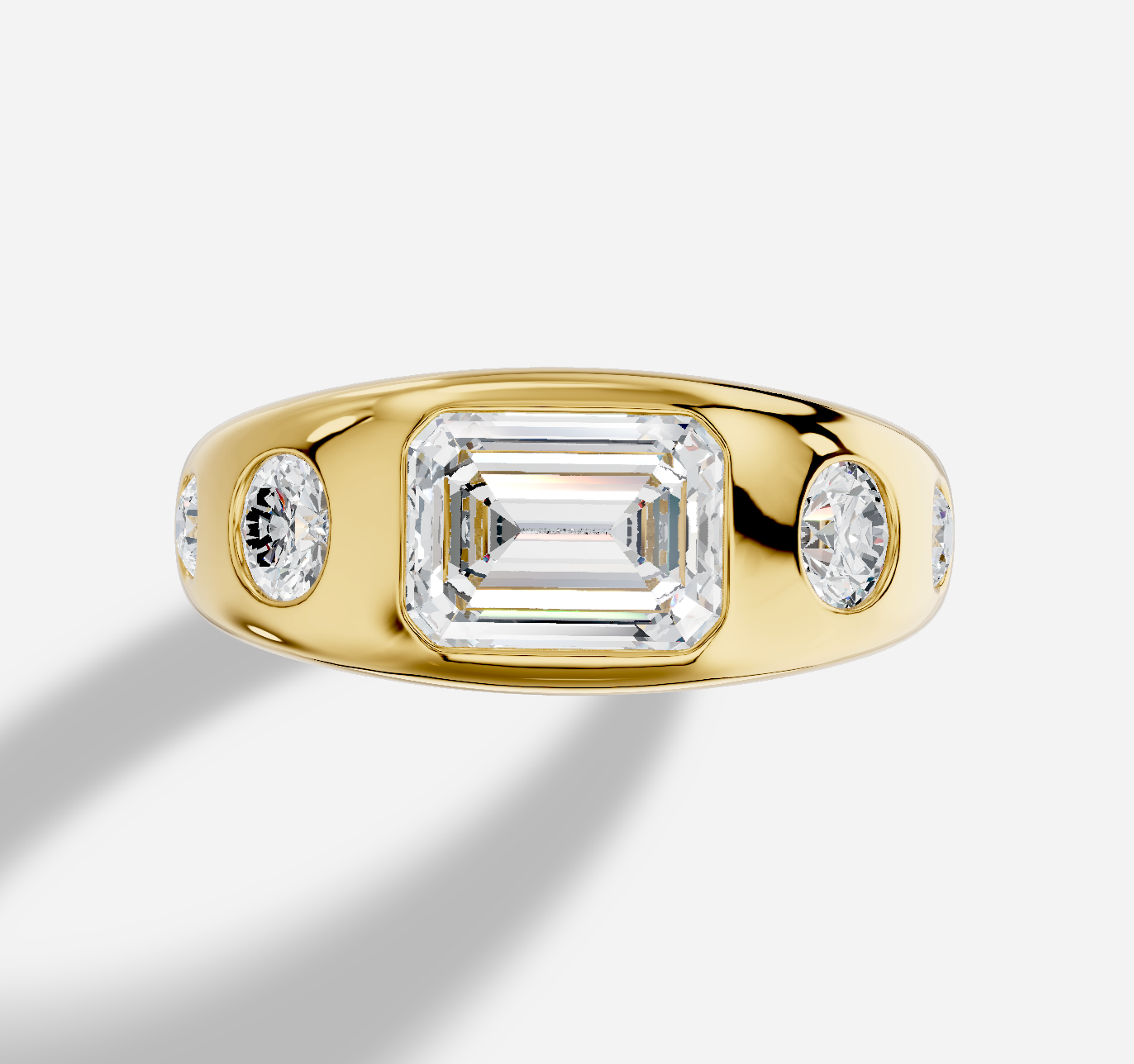 Emerald Cut Diamond Ring in 18K Yellow Gold - 图片 5