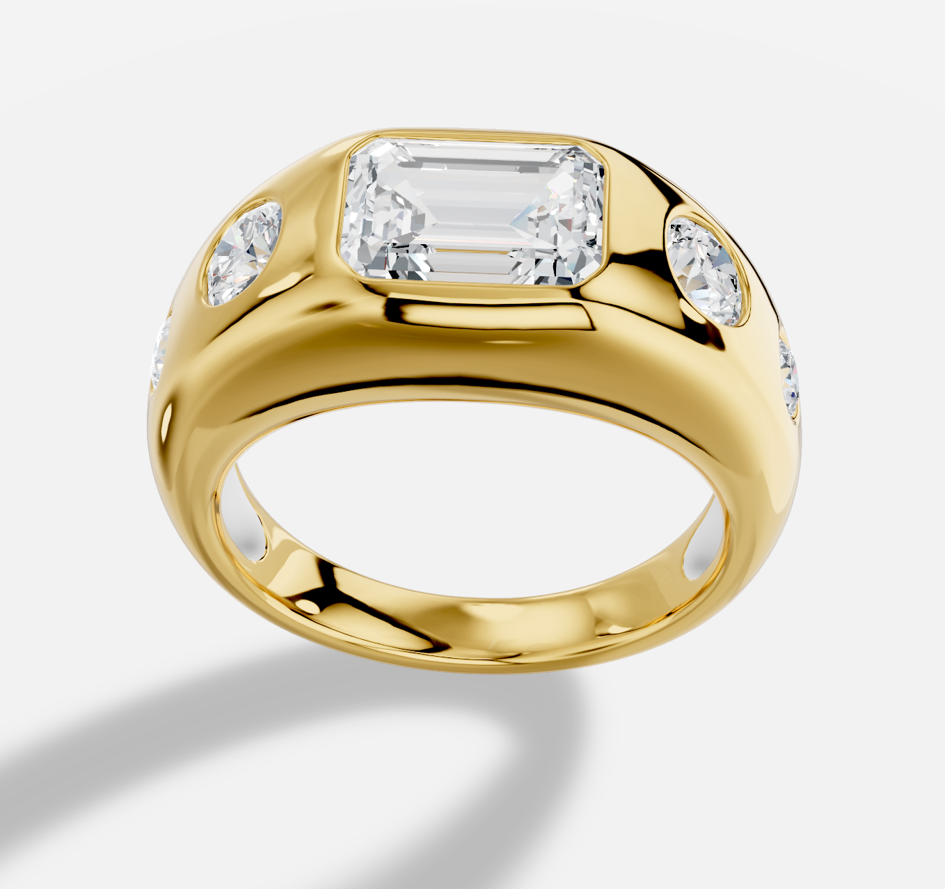 Emerald Cut  Diamond Ring  in 18K Yellow Gold