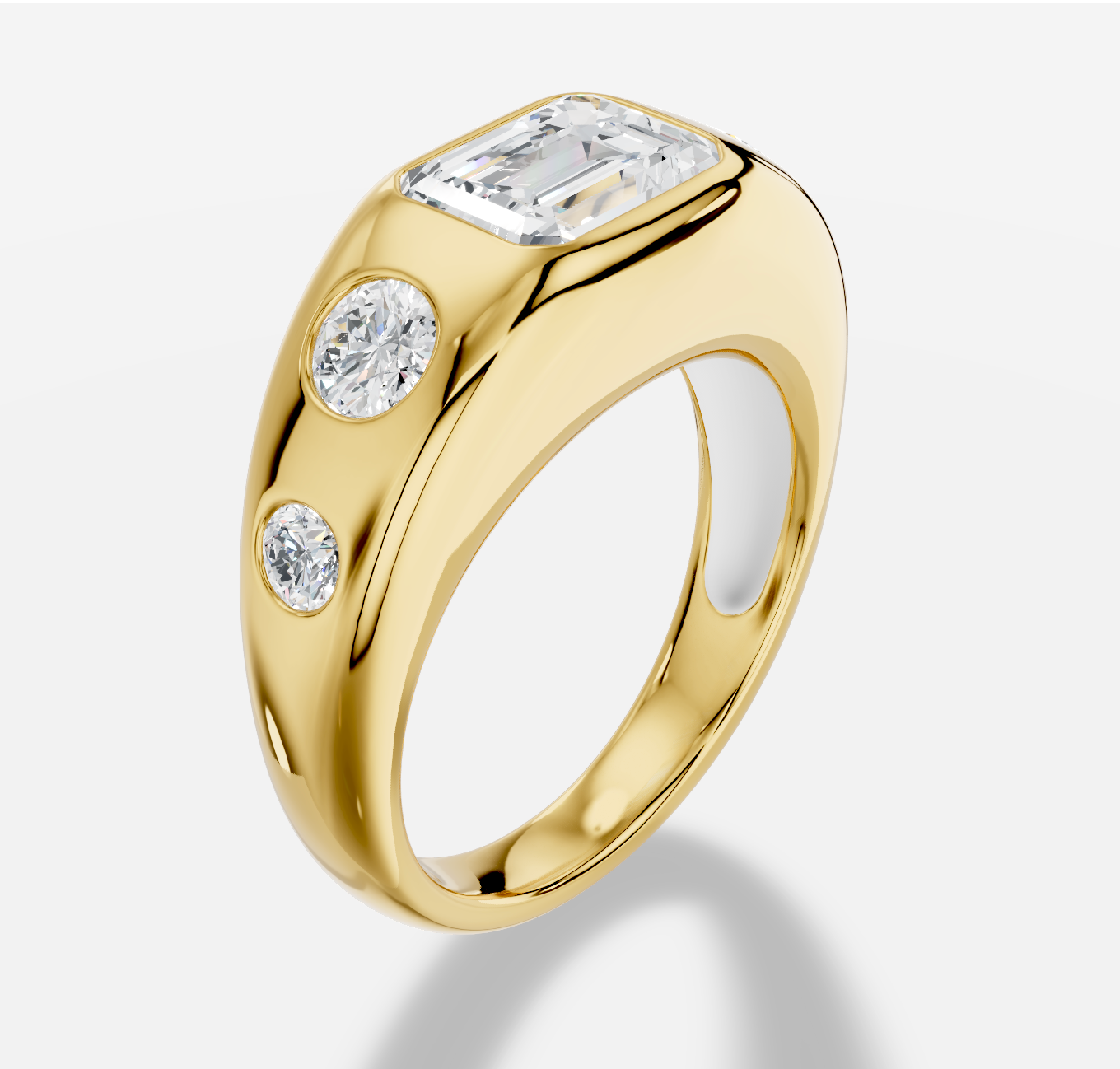 Emerald Cut Diamond Ring in 18K Yellow Gold - 图片 3