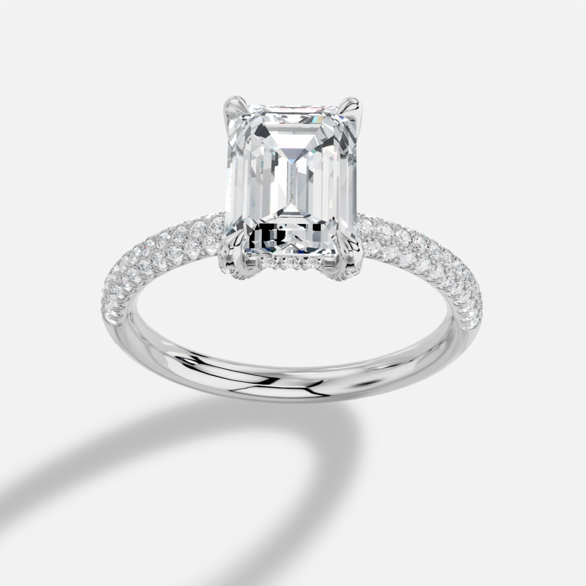 Emerald Cut  Diamond Ring  in 18K White Gold