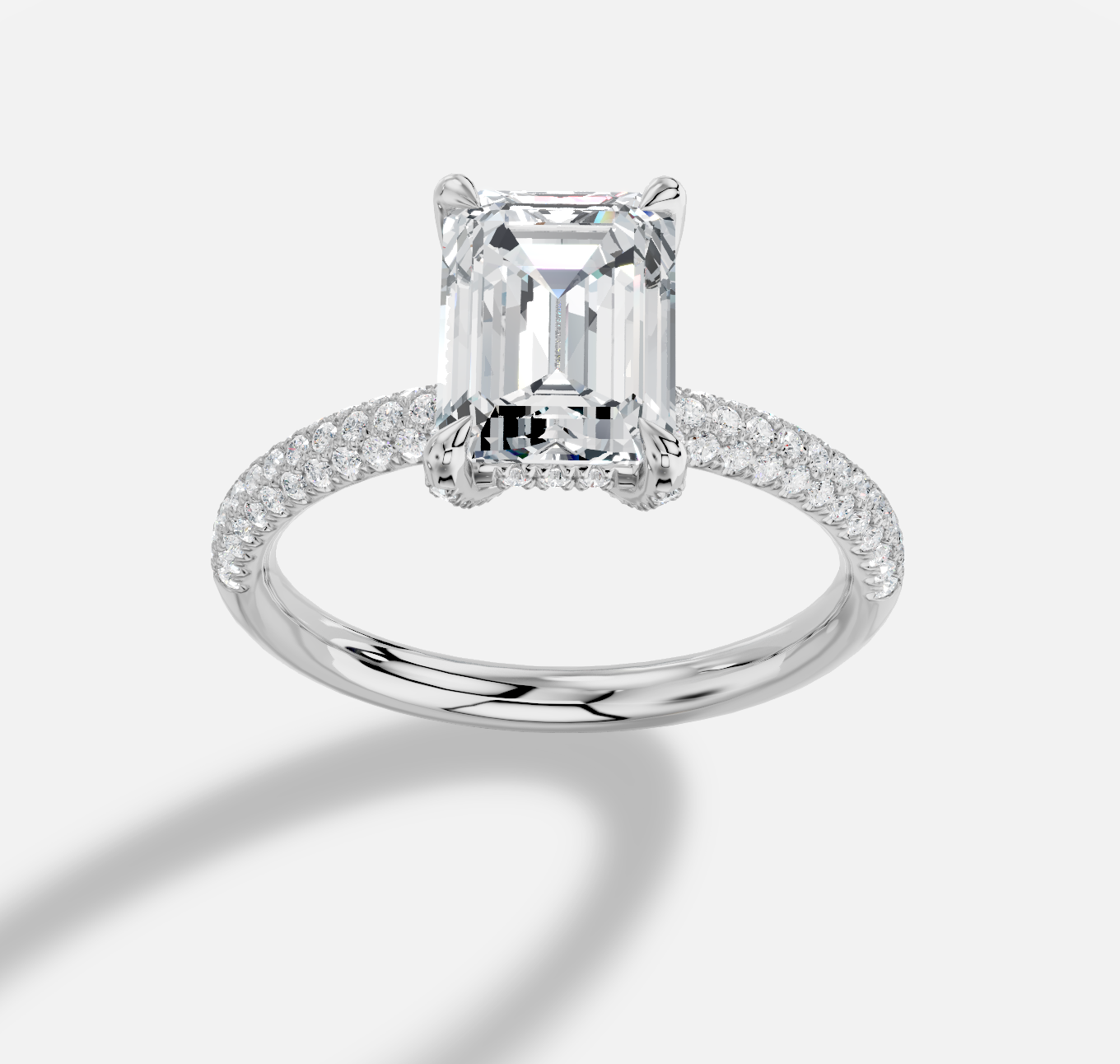 Emerald Cut  Diamond Ring  in 18K White Gold