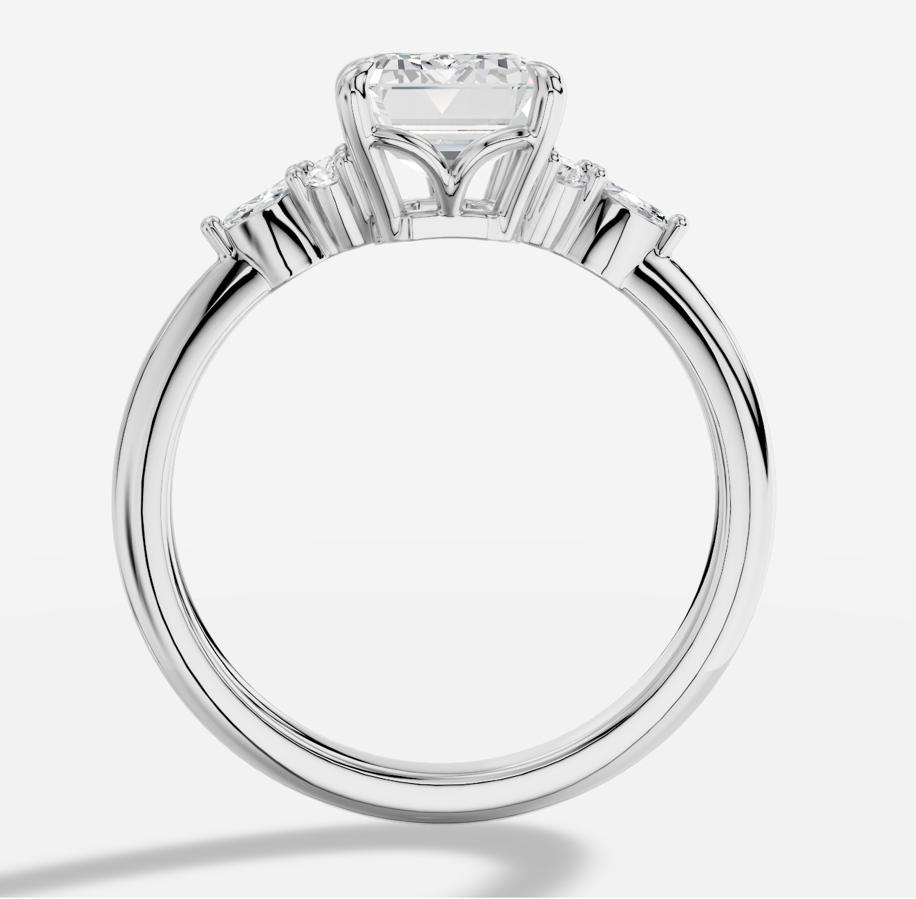 Emerald Cut Diamond Ring in 18K White Gold - 图片 3