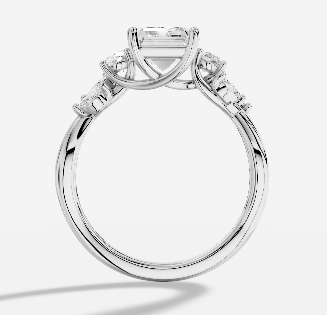 Emerald Cut Diamond Ring in 18K White Gold - 图片 2