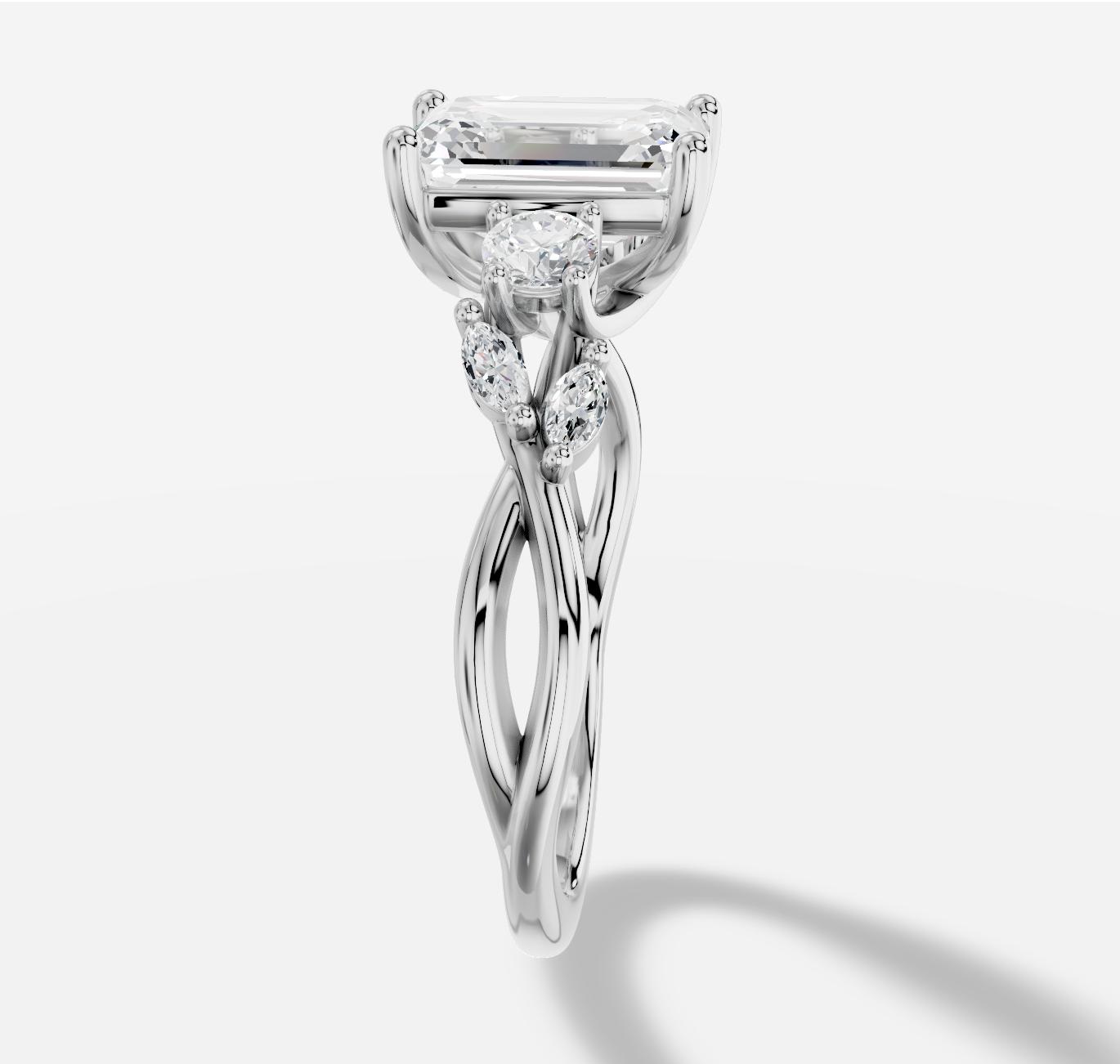 Emerald Cut Diamond Ring in 18K White Gold - 图片 5