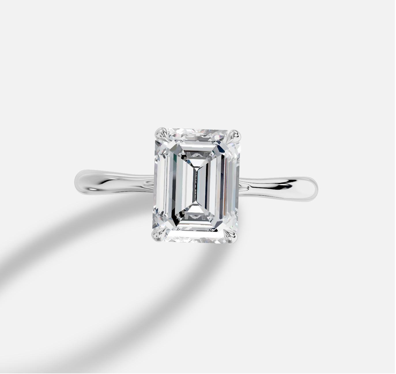 Emerald Cut Diamond Ring in 18K White Gold - 图片 4