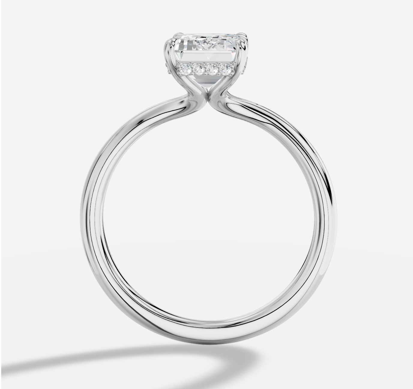 Emerald Cut Diamond Ring in 18K White Gold - 图片 3