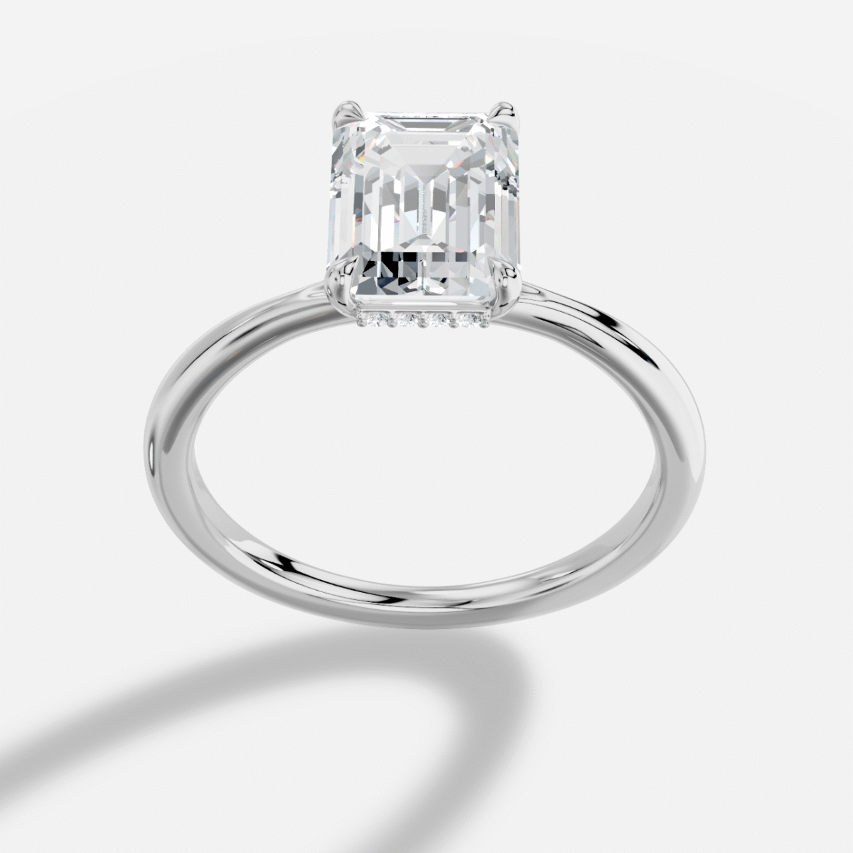 Emerald Cut  Diamond Ring  in 18K White Gold