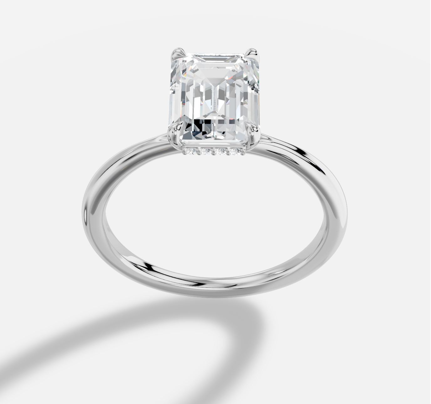 Emerald Cut  Diamond Ring  in 18K White Gold