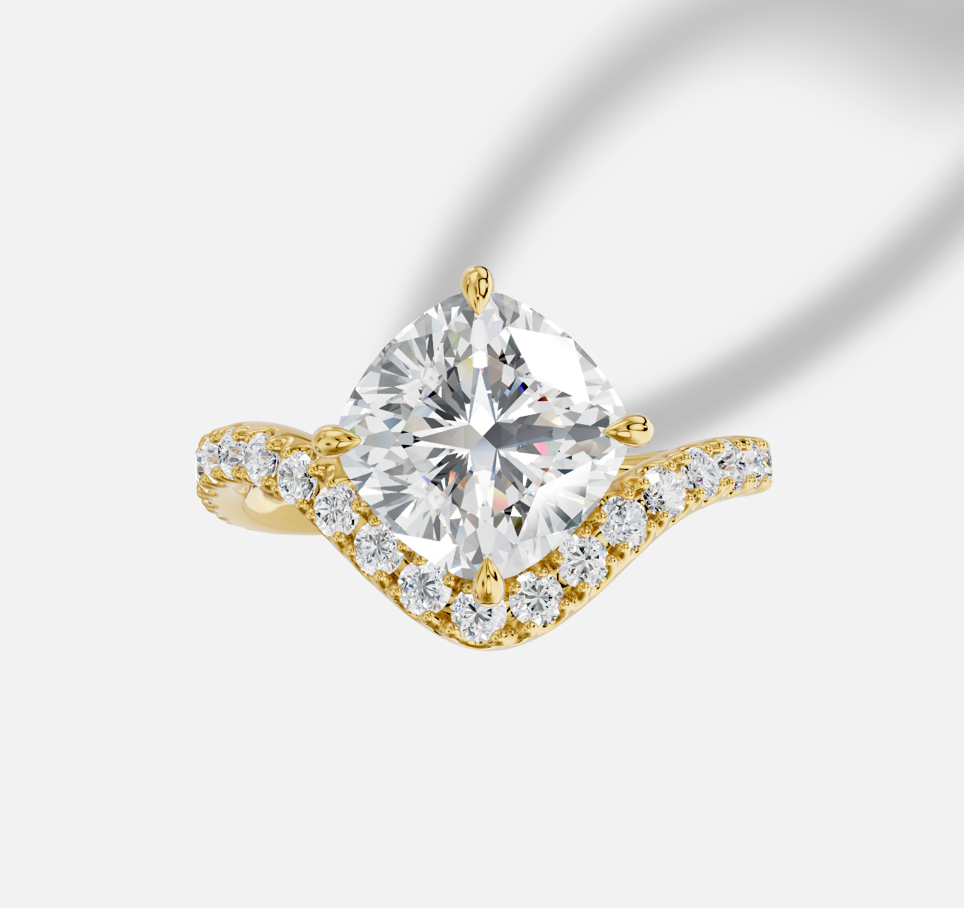 Cushion Diamond Ring in 18K Yellow Gold - 图片 4