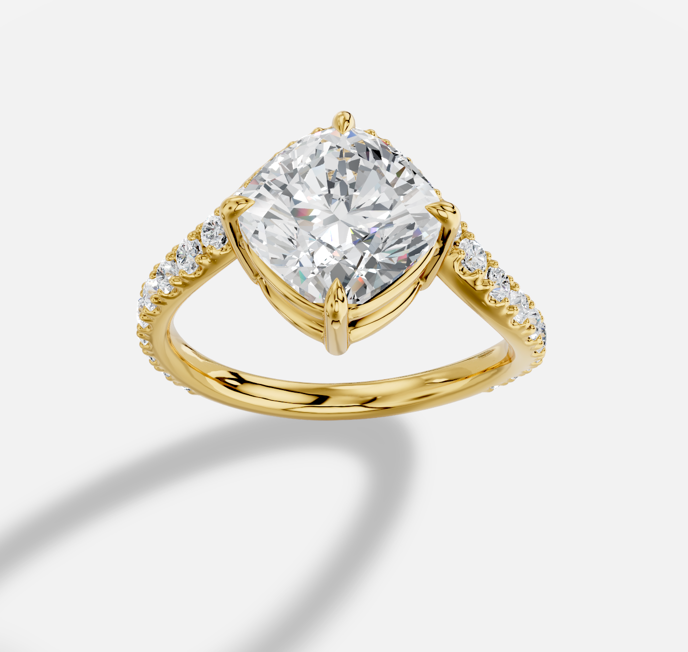 Cushion  Diamond Ring in 18K Yellow Gold