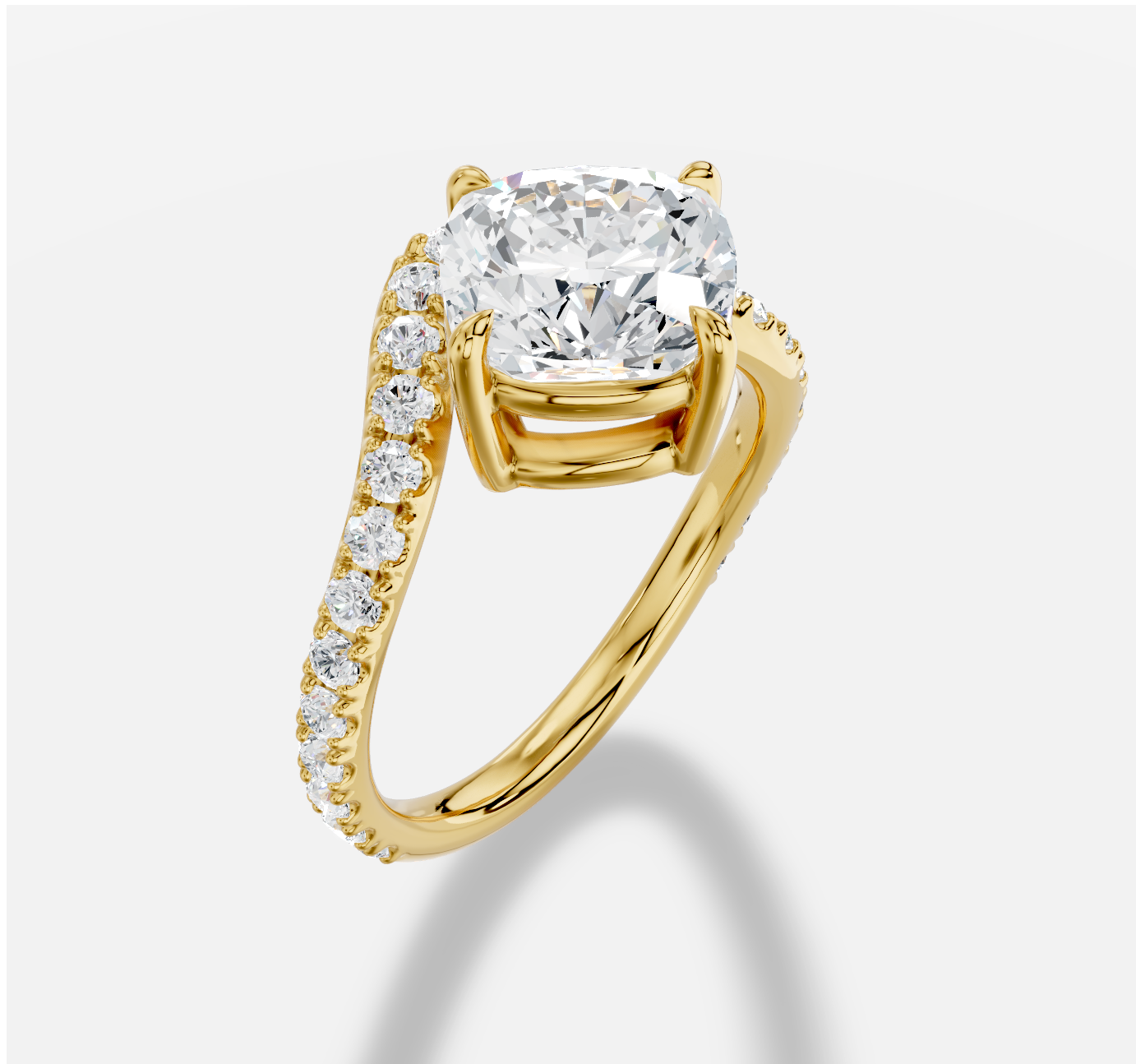 Cushion Diamond Ring in 18K Yellow Gold - 图片 3