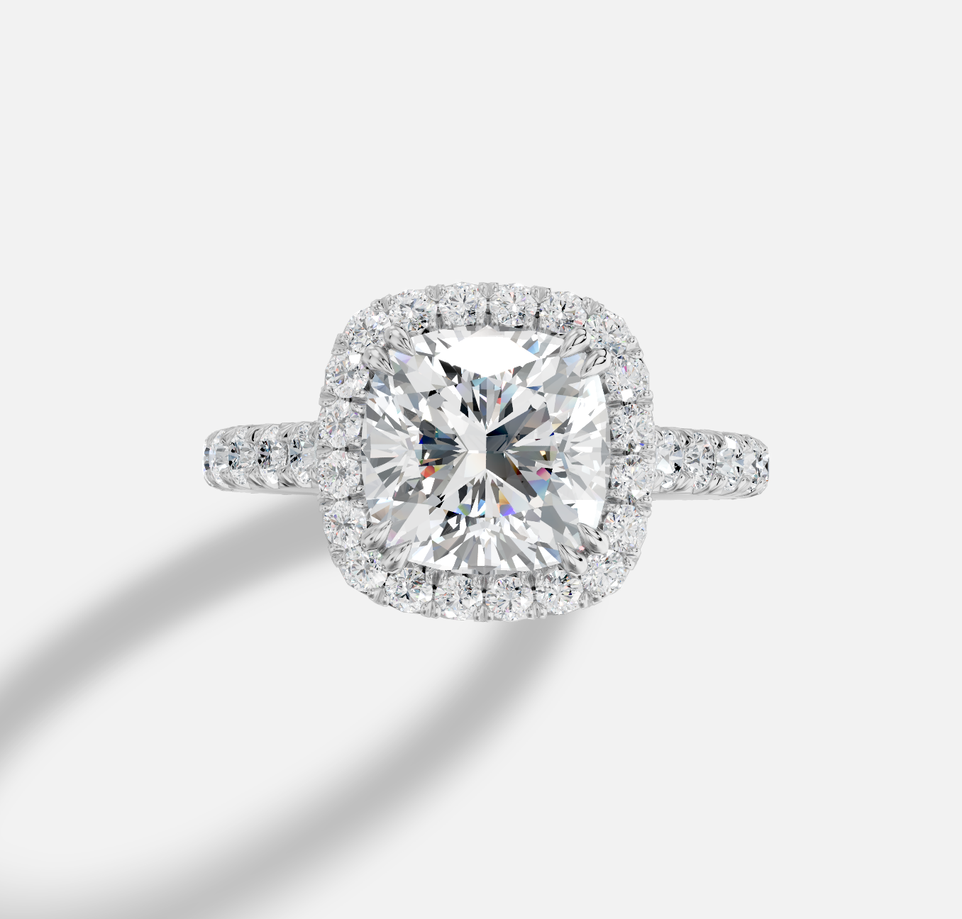 Cushion Diamond Ring in 18K White Gold - 图片 3