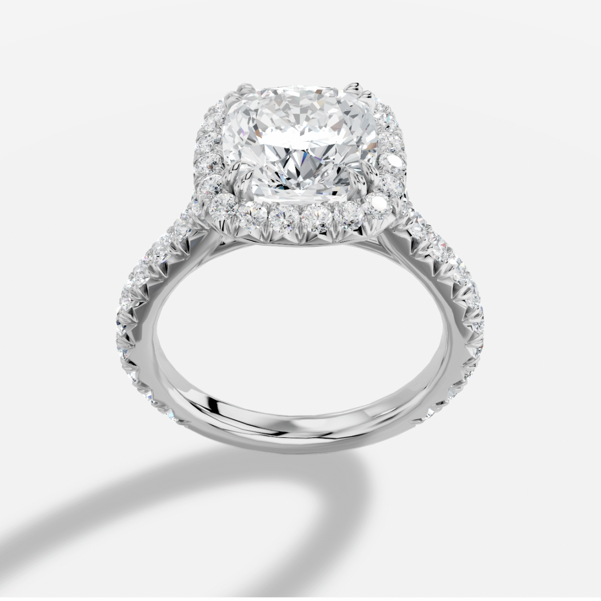 Cushion  Diamond Ring in 18K White Gold