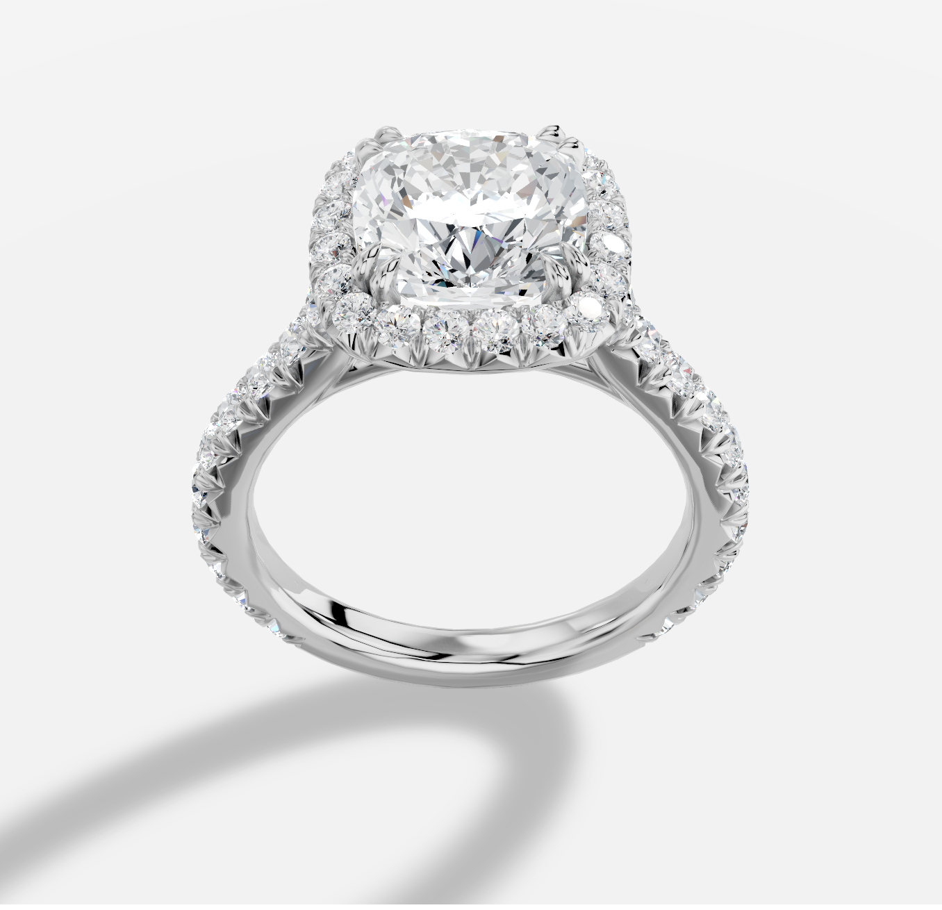 Cushion  Diamond Ring in 18K White Gold