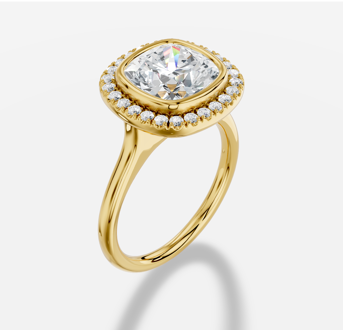 Cushion Diamond Ring in 18K Yellow Gold - 图片 2