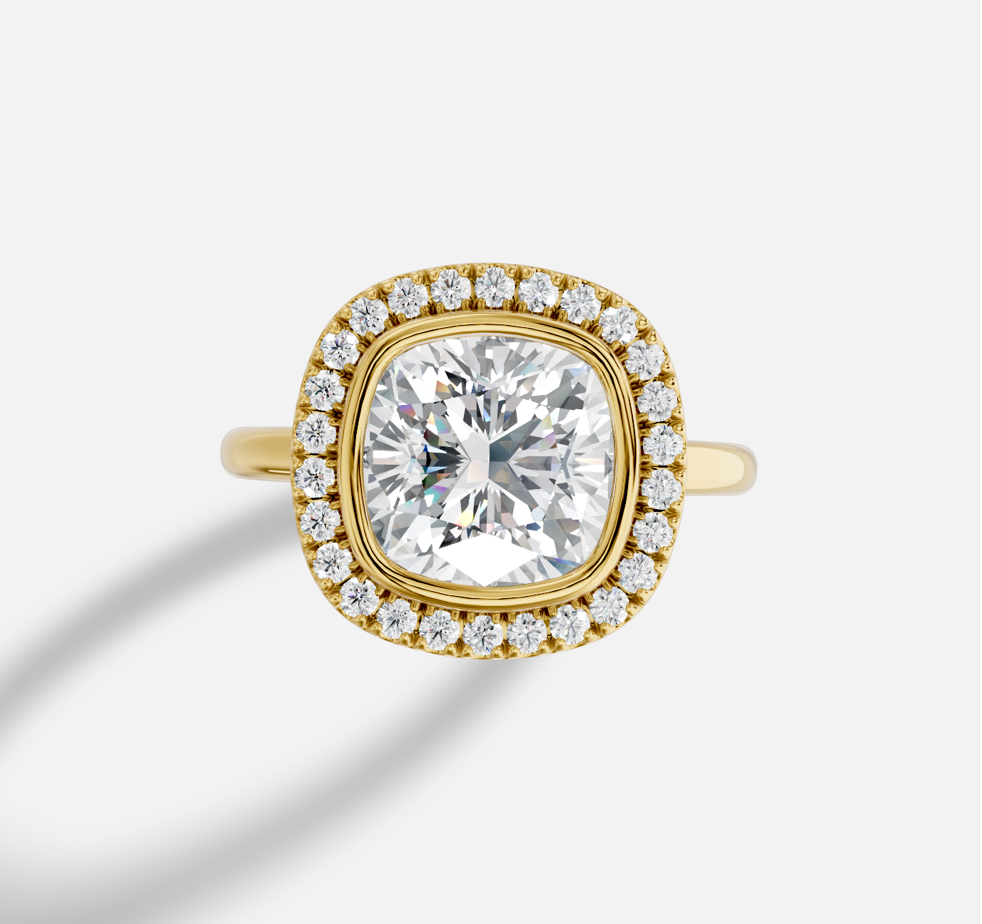 Cushion Diamond Ring in 18K Yellow Gold - 图片 5