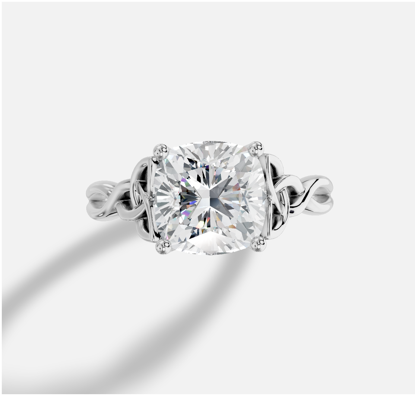 Cushion Diamond Ring in 18K White Gold - 图片 4