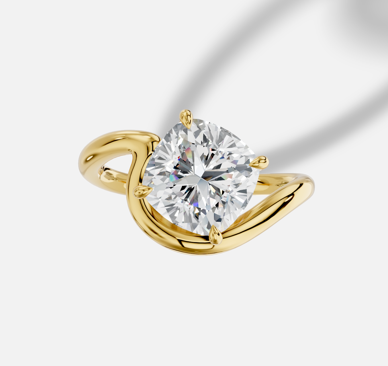 Cushion Diamond Ring in 18K Yellow Gold - 图片 3