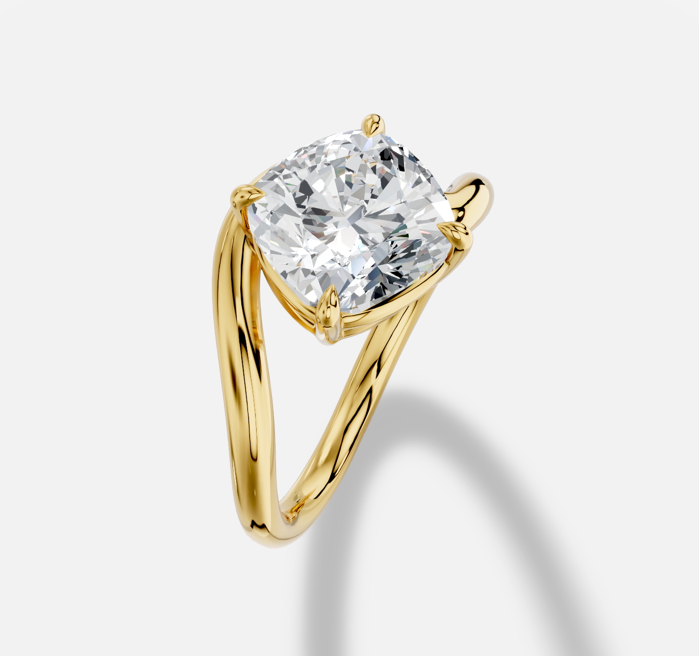 Cushion Diamond Ring in 18K Yellow Gold - 图片 2