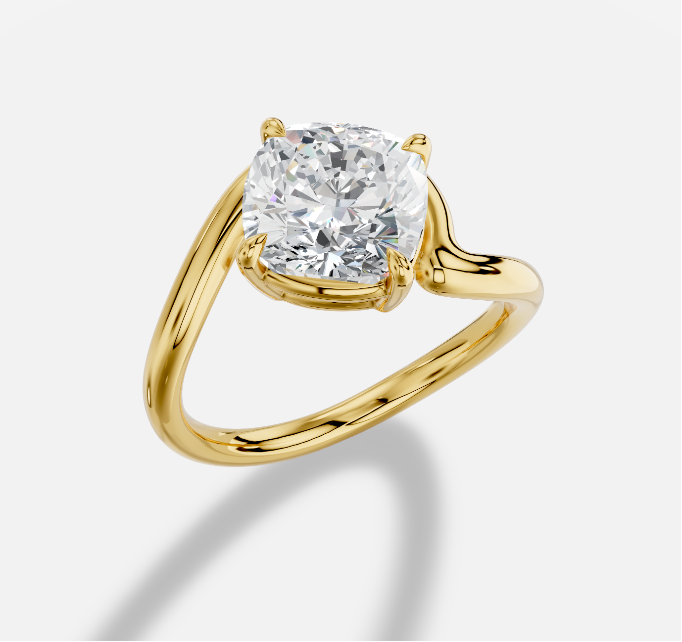 Cushion  Diamond Ring in 18K Yellow Gold