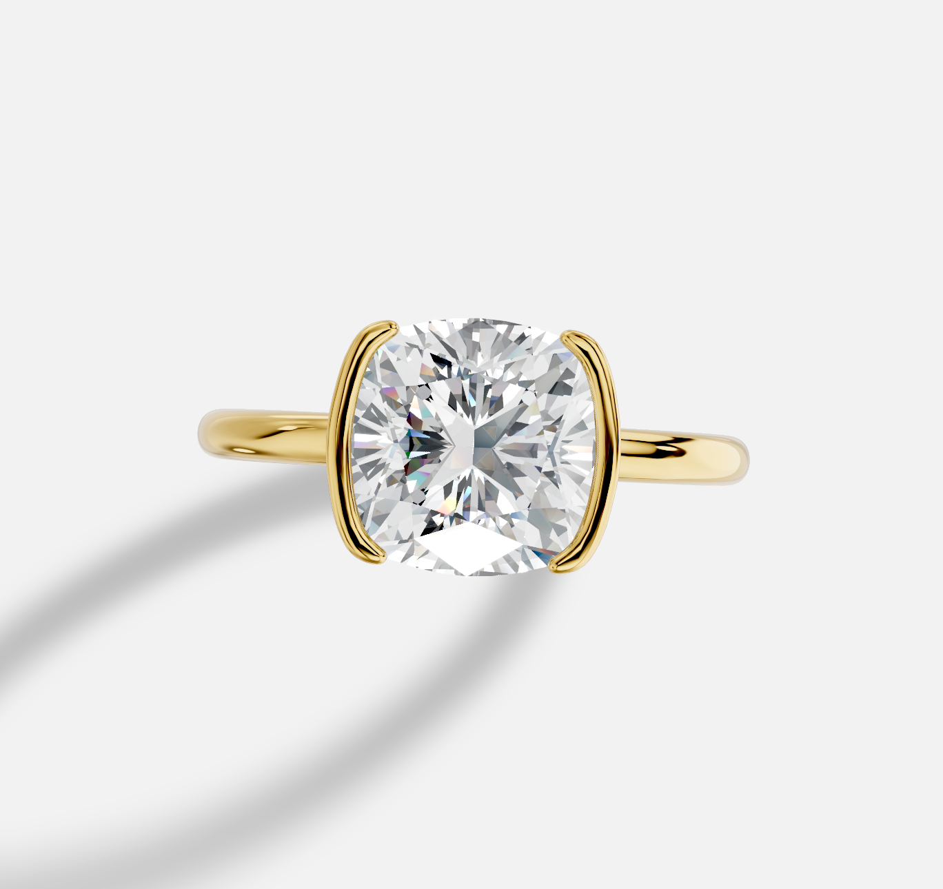 Cushion Diamond Ring in 18K Yellow Gold - 图片 2