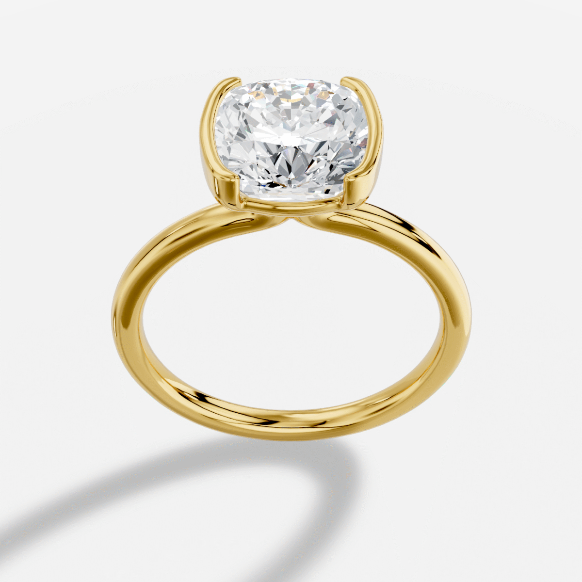 Cushion  Diamond Ring in 18K Yellow Gold