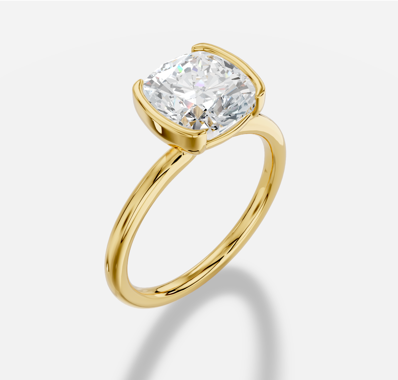 Cushion Diamond Ring in 18K Yellow Gold - 图片 5