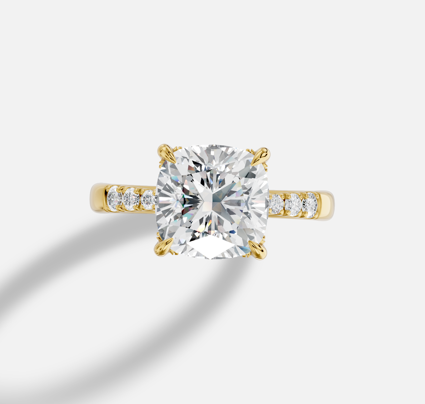 Cushion Diamond Ring in 18K Yellow Gold - 图片 5
