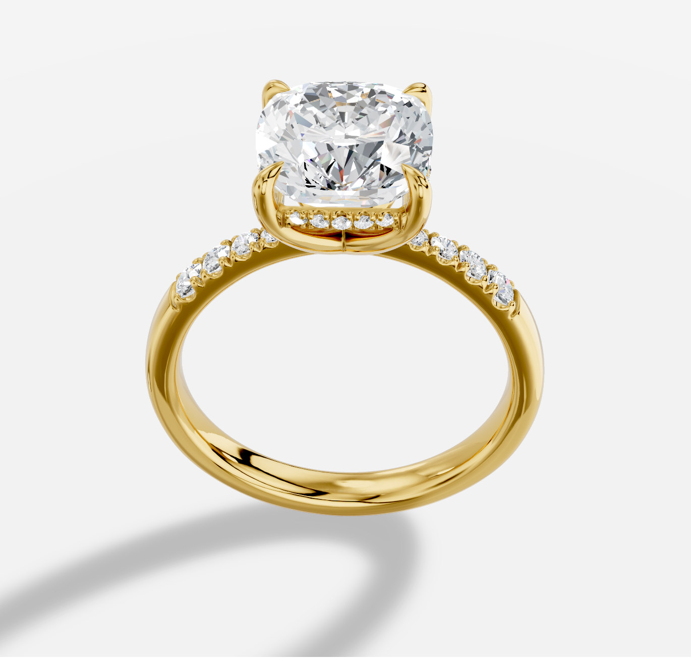 Cushion Diamond Ring in 18K Yellow Gold - 图片 4