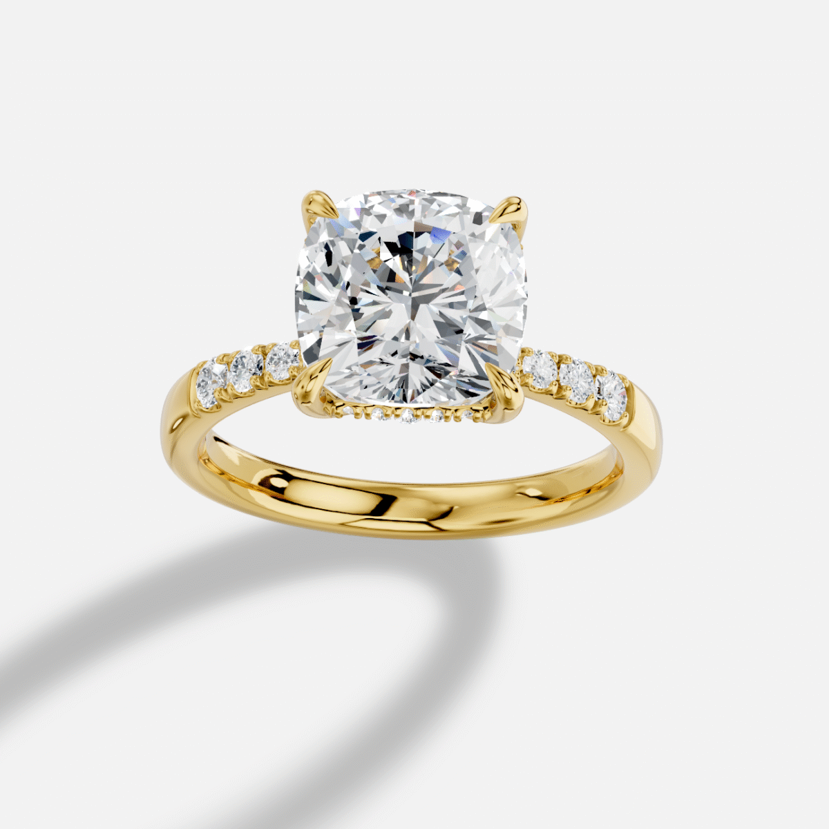 Cushion  Diamond Ring in 18K Yellow Gold
