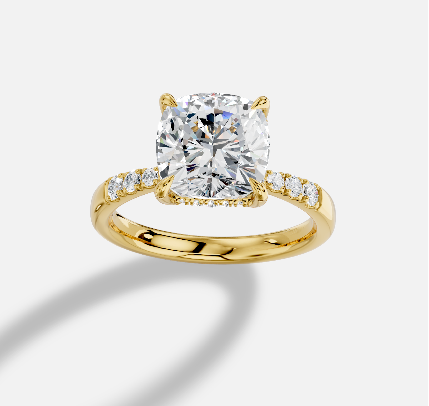 Cushion  Diamond Ring in 18K Yellow Gold
