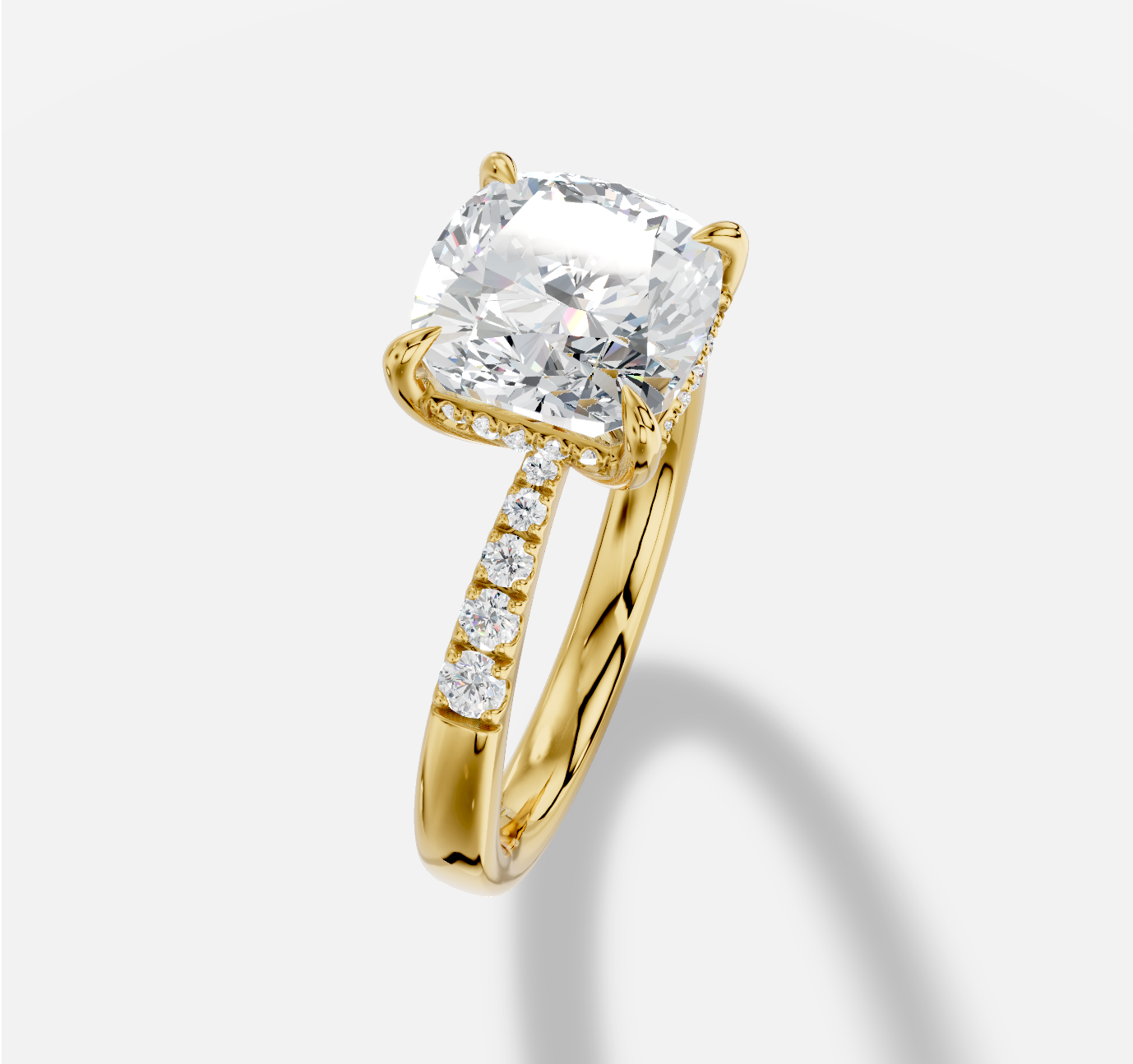 Cushion Diamond Ring in 18K Yellow Gold - 图片 3
