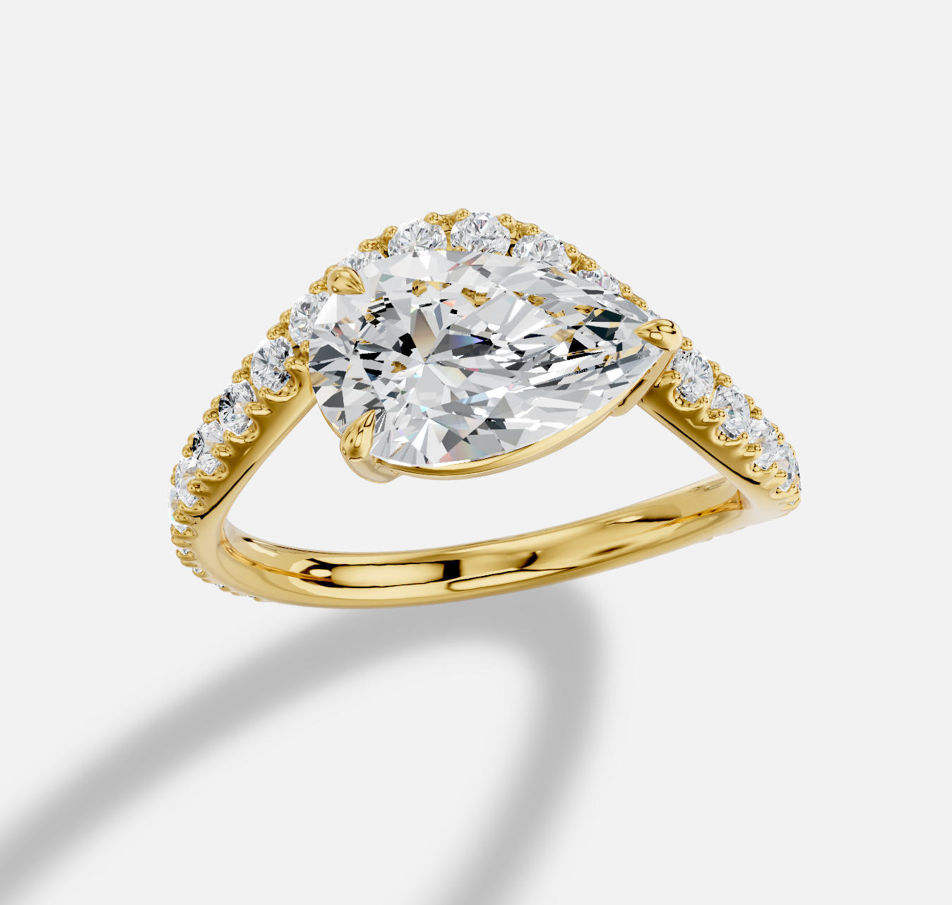 Pear Diamond Ring in 18K Yellow Gold