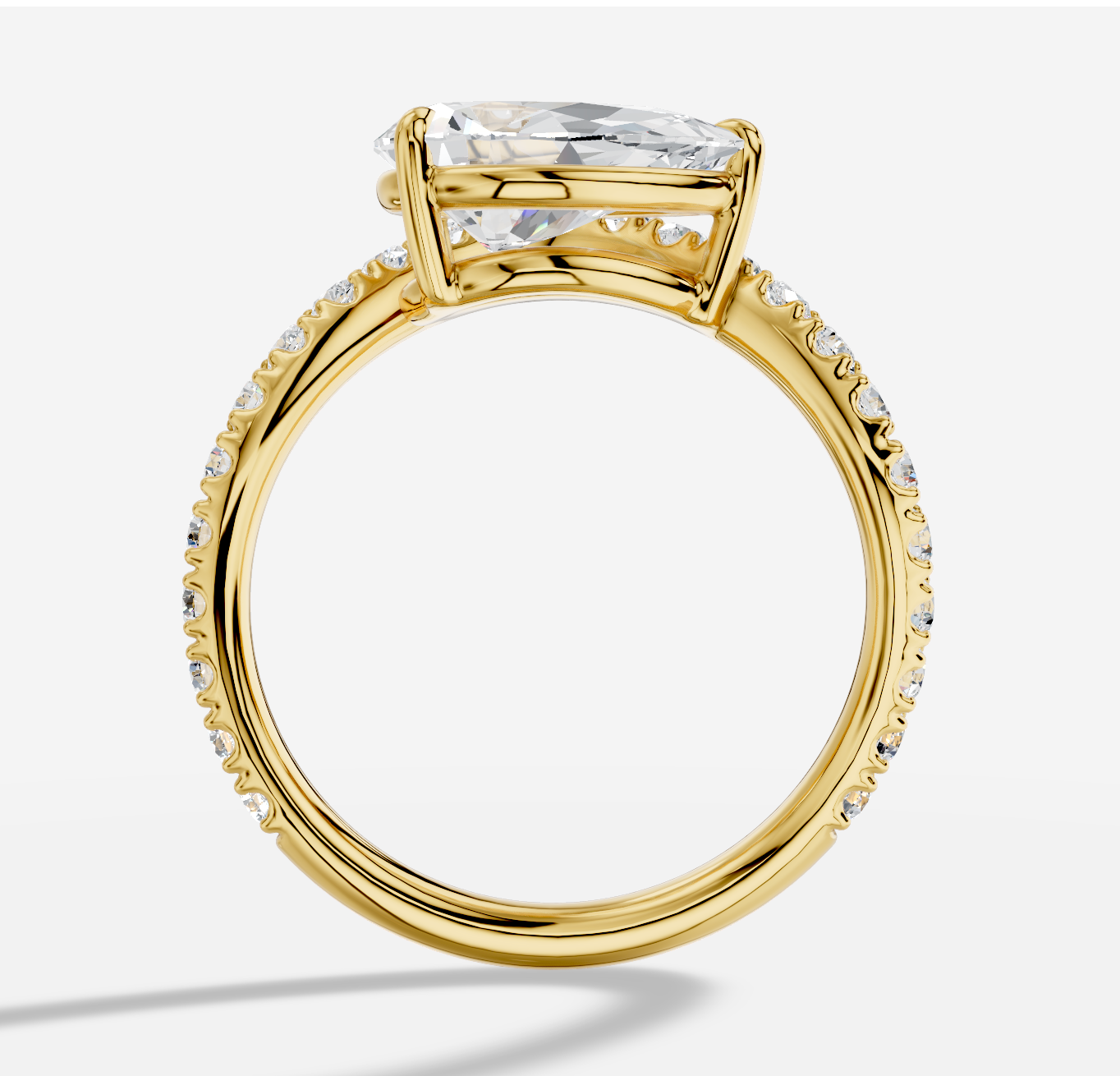 Pear Diamond Ring in 18K Yellow Gold - 图片 2