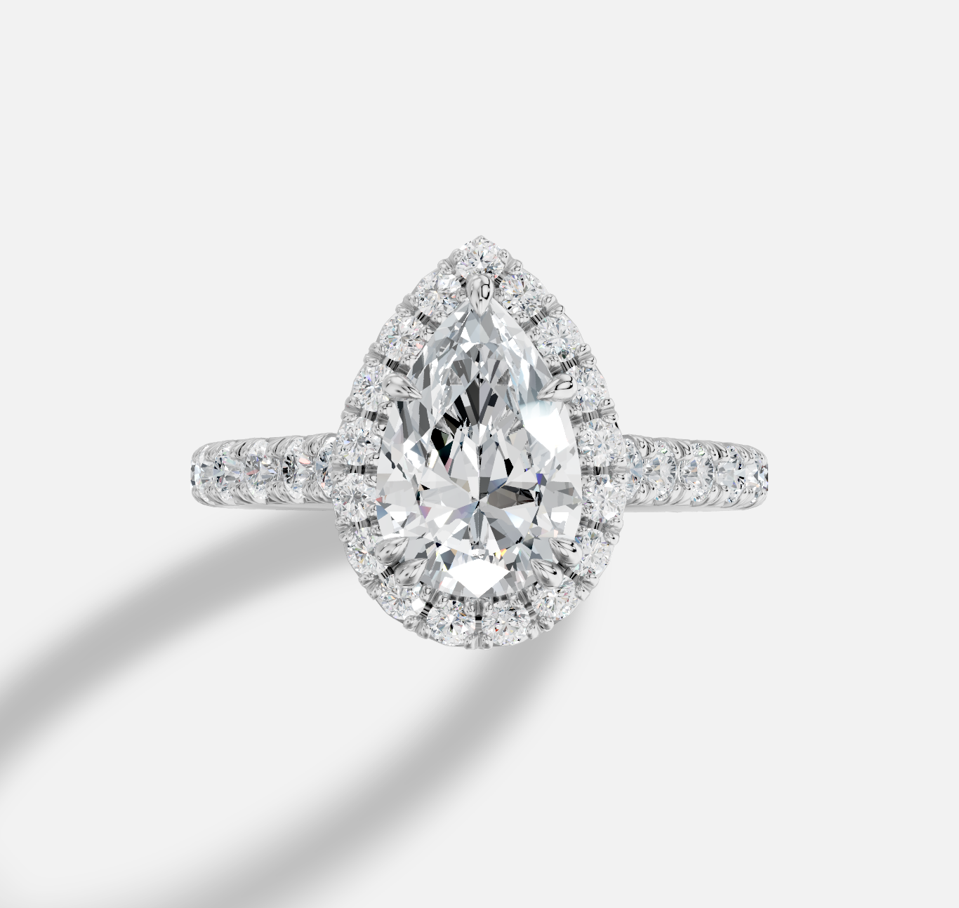 Pear Diamond Ring in 18K White Gold - 图片 5