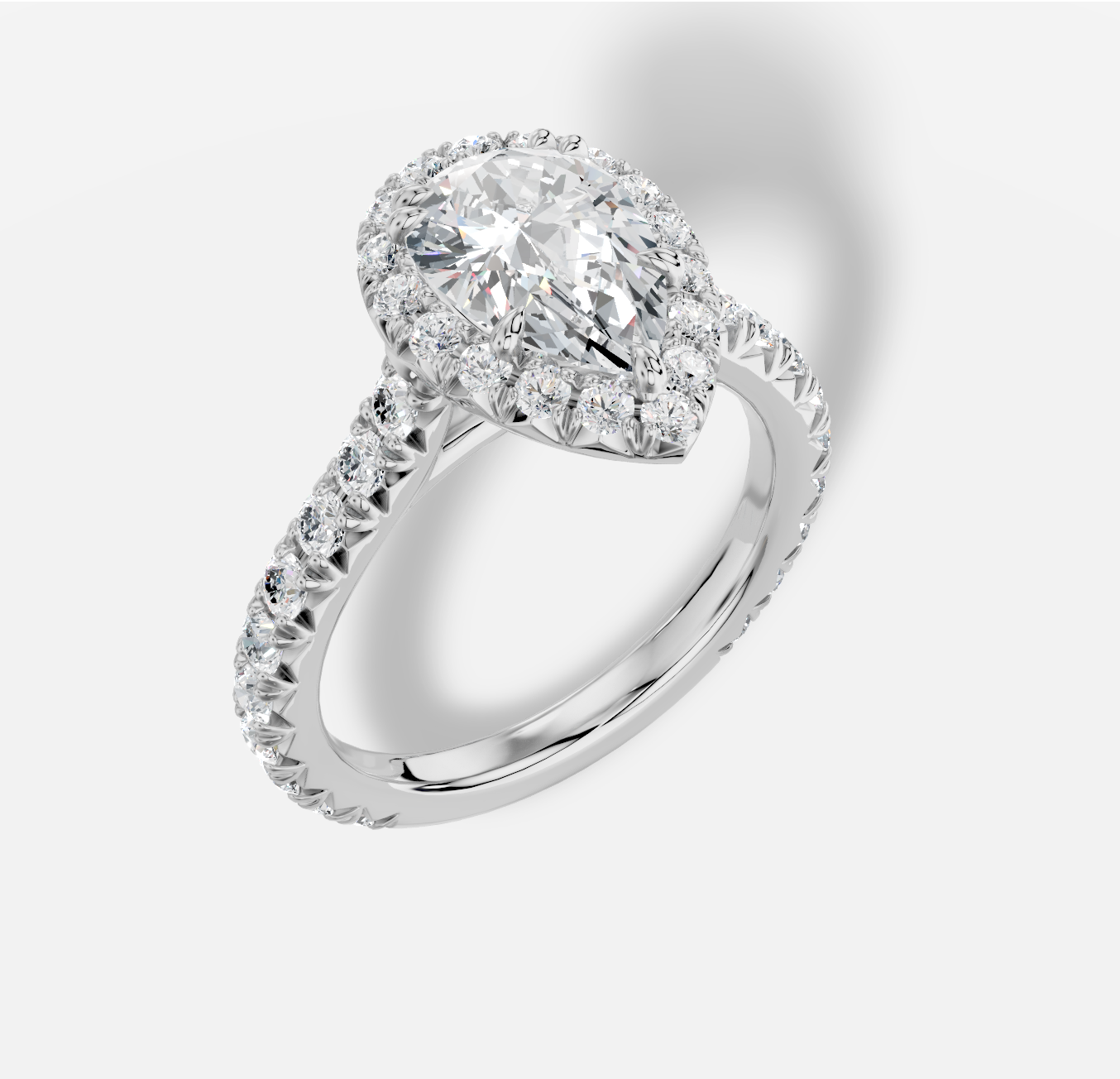 Pear Diamond Ring in 18K White Gold - 图片 3