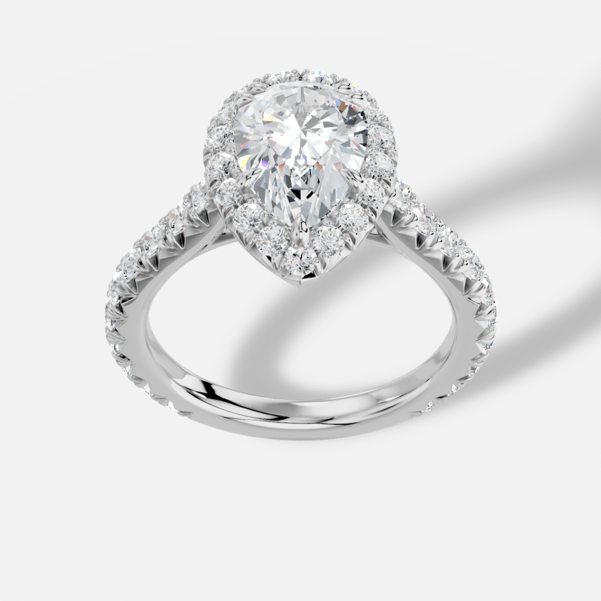 Pear Diamond Ring in 18K White Gold