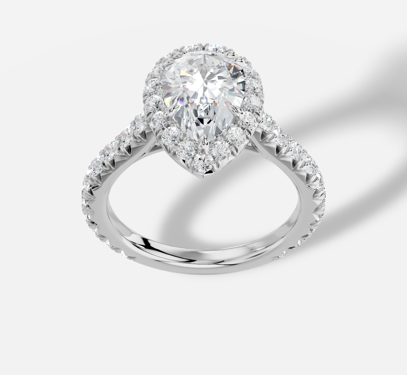 Pear Diamond Ring in 18K White Gold