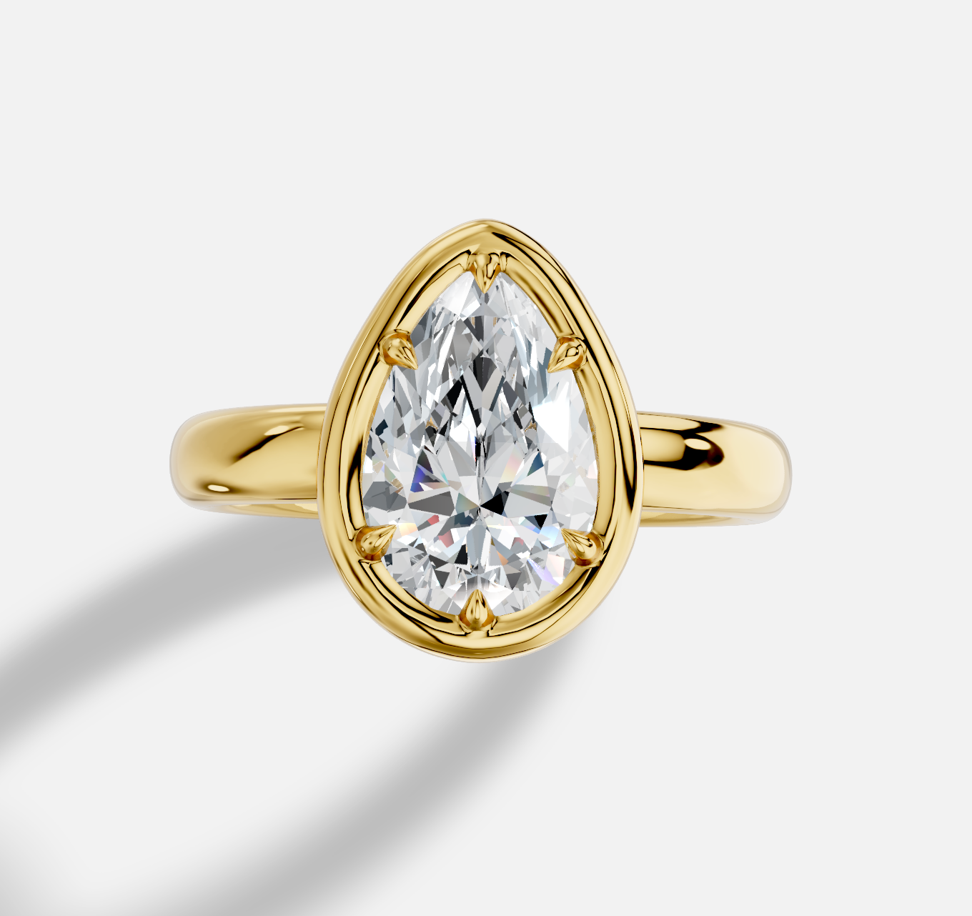 Pear Diamond Ring in 18K Yellow Gold - 图片 5