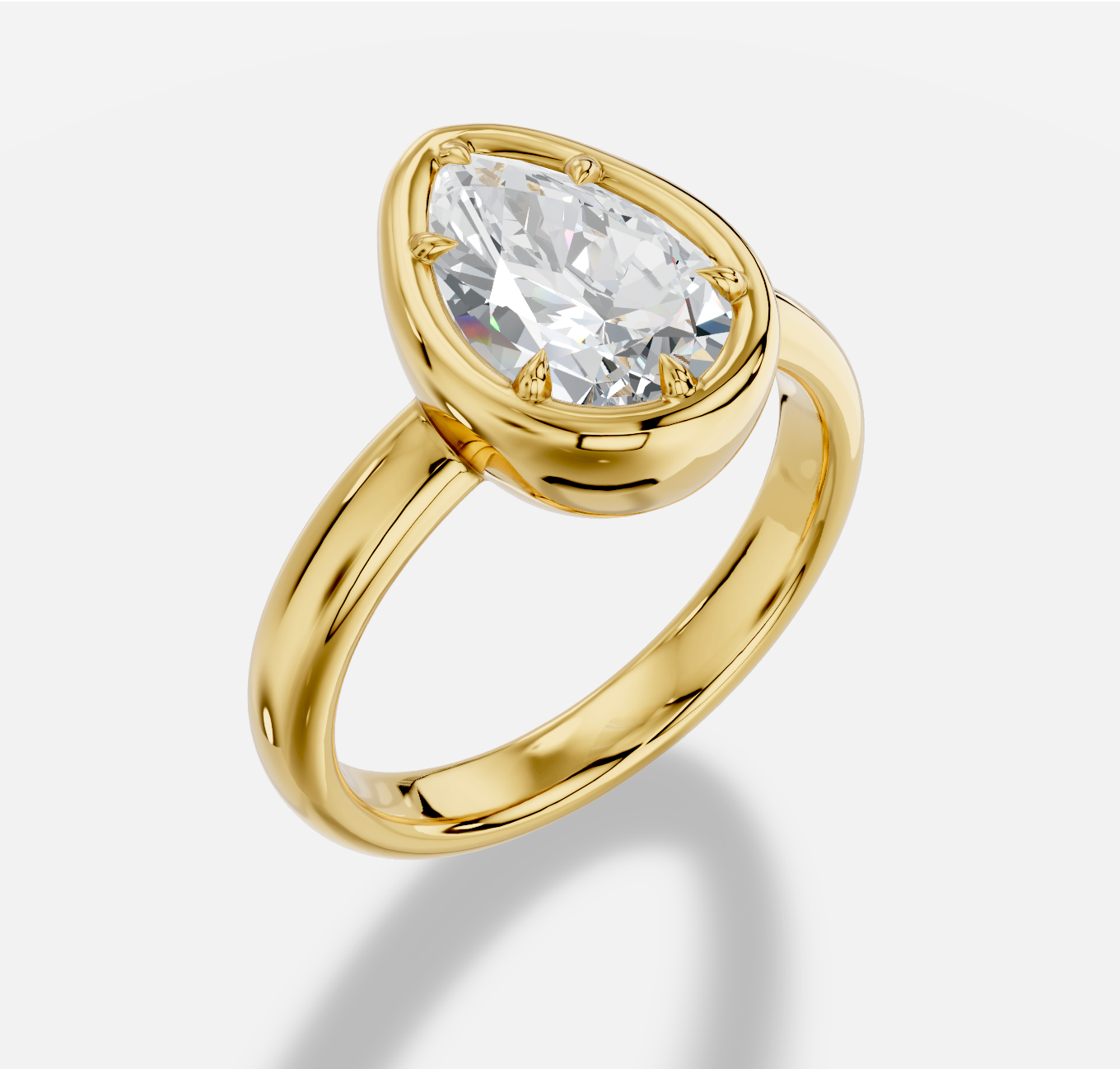 Pear Diamond Ring in 18K Yellow Gold - 图片 4
