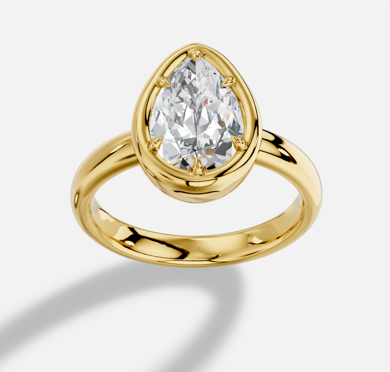 Pear Diamond Ring in 18K Yellow Gold