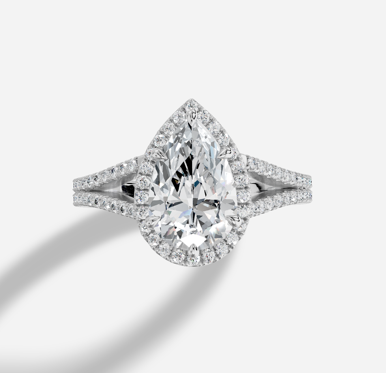 Pear Diamond Ring in 18K White Gold - 图片 5