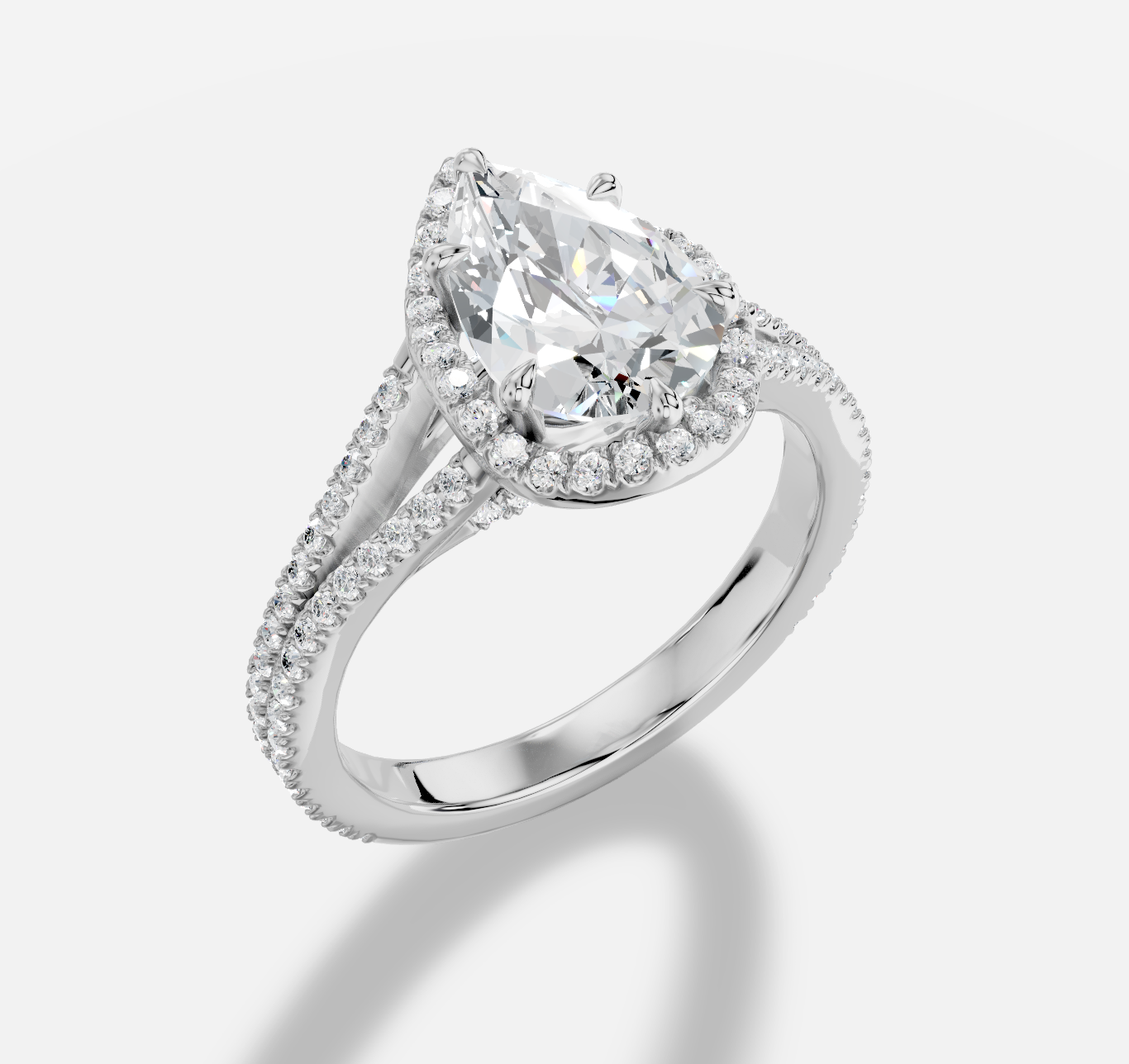 Pear Diamond Ring in 18K White Gold - 图片 3