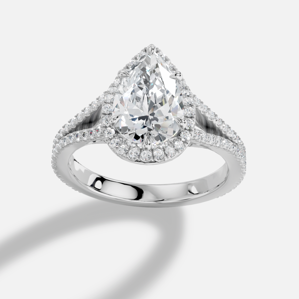 Pear Diamond Ring in 18K White Gold