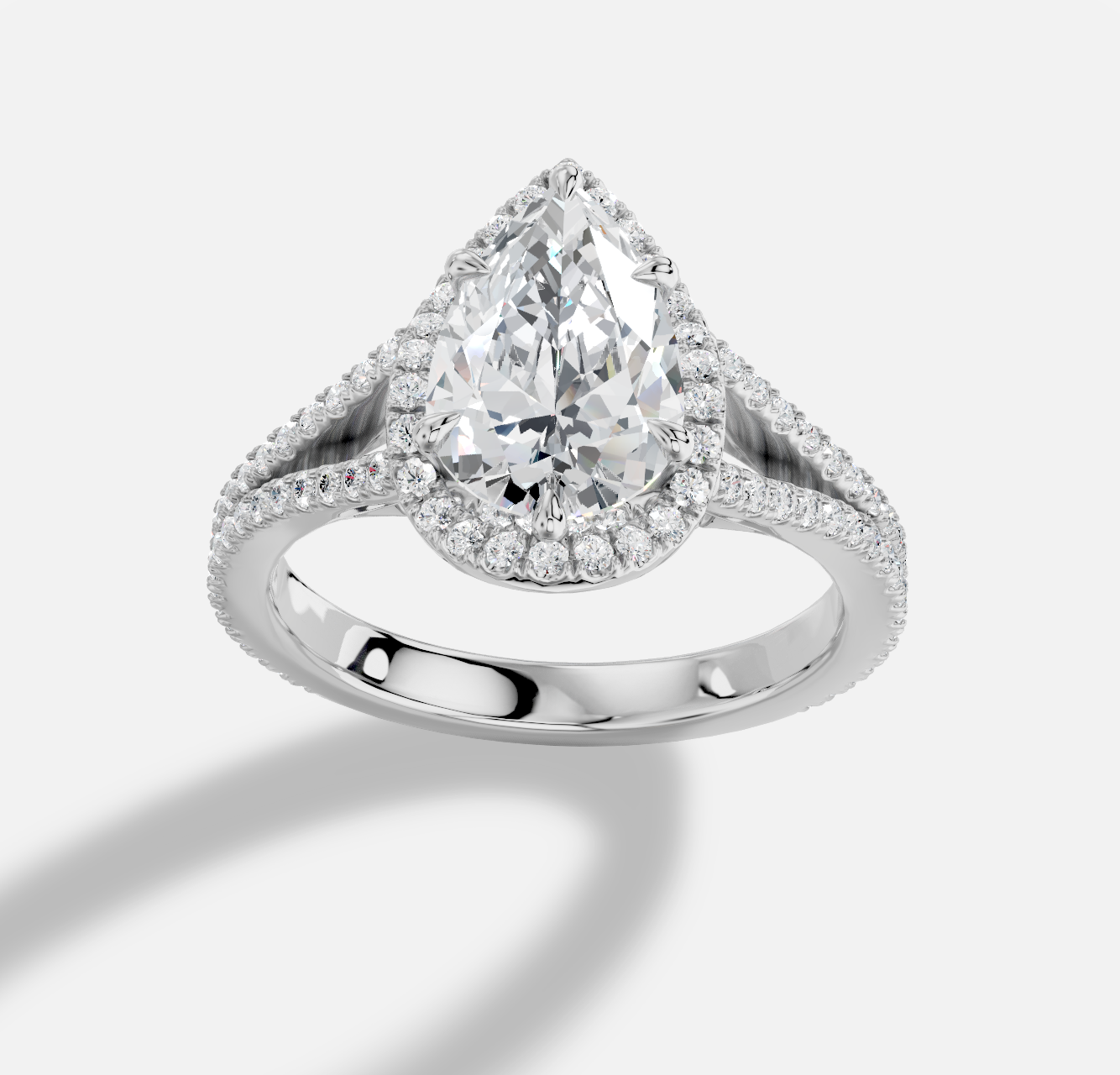 Pear Diamond Ring in 18K White Gold
