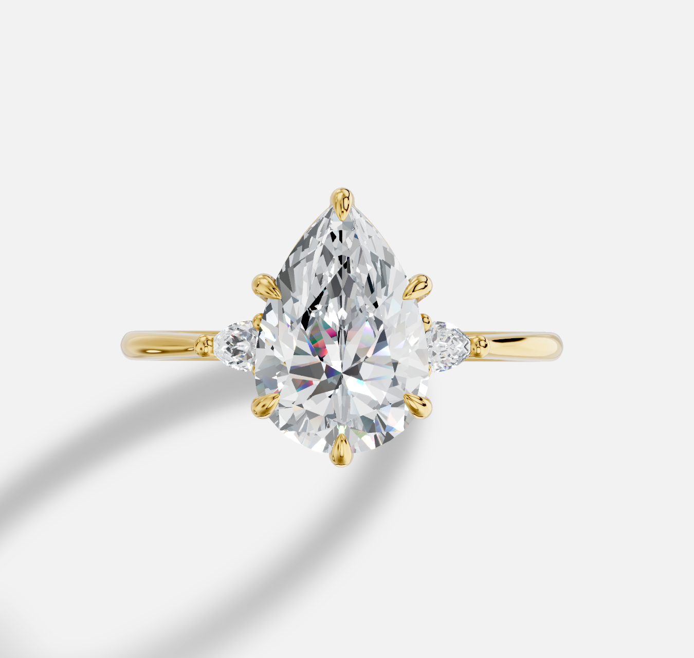 Pear Diamond Ring in 18K Yellow Gold - 图片 4
