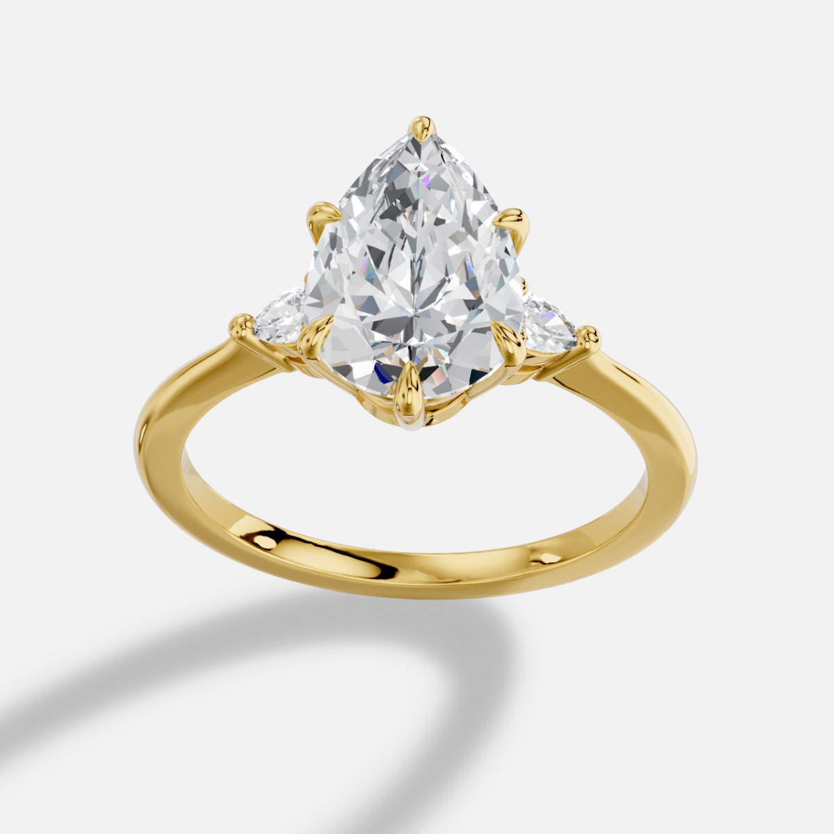 Pear Diamond Ring in 18K Yellow Gold